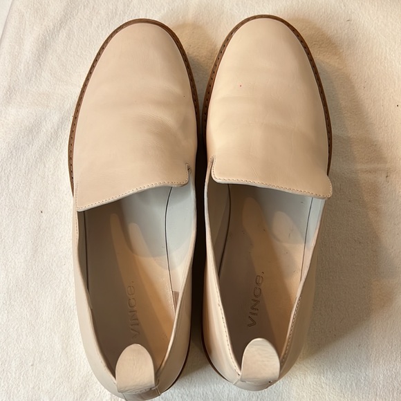 Vince loafers cream color with leather detail and white sole, size 7. - Picture 3 of 8